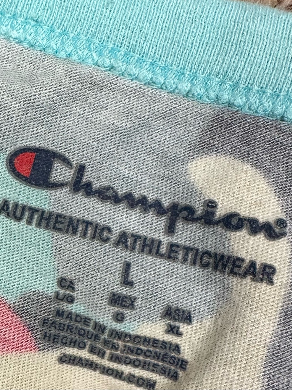 Champion Pastel Camo Crewneck Tee in Light Blue, Pink, Cream Size Large - Picture 3 of 5